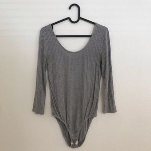 Grey Ribbed Bodysuit
